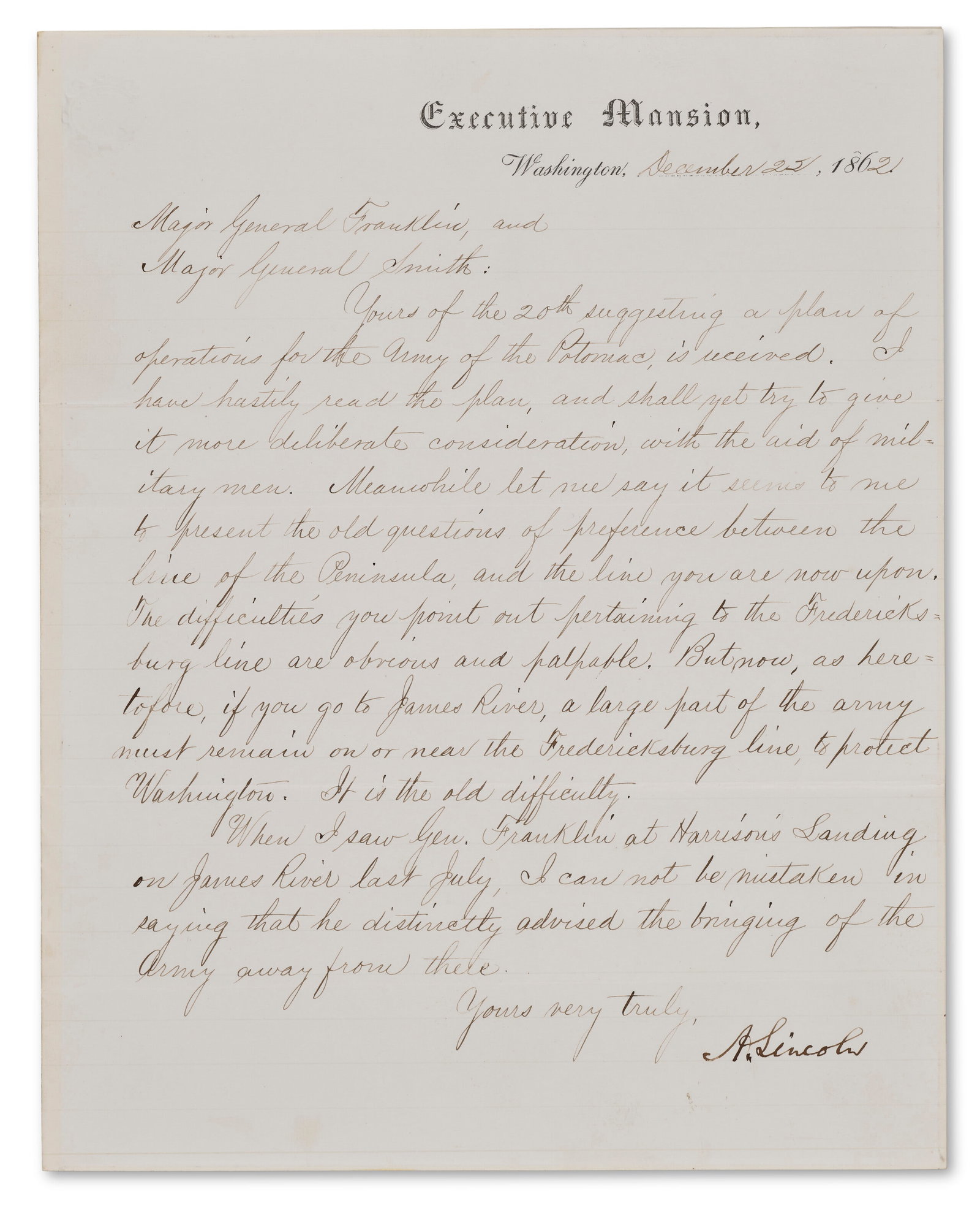 AN IMPORTANT EXCHANGE OF CORRESPONDENCE AFTER THE BATTLE OF FREDERICKSBURG (1 of 4)