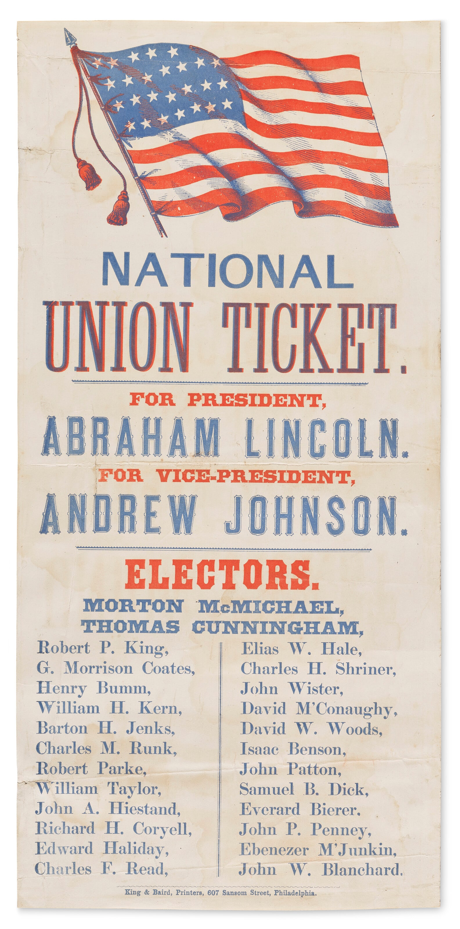 A RARE 1864 CAMPAIGN BROADSIDE FOR LINCOLN & JOHNSON (1 of 1)