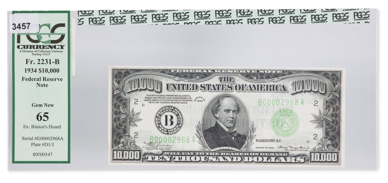 $10,000 FEDERAL RESERVE NOTE (EX-BINION) (1 of 2)