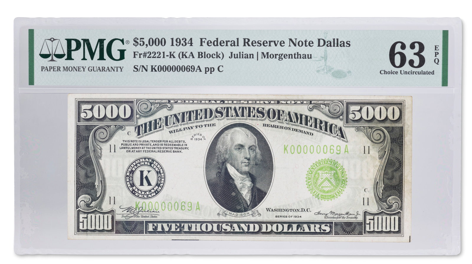 $5,000 FEDERAL RESERVE NOTE (1 of 2)