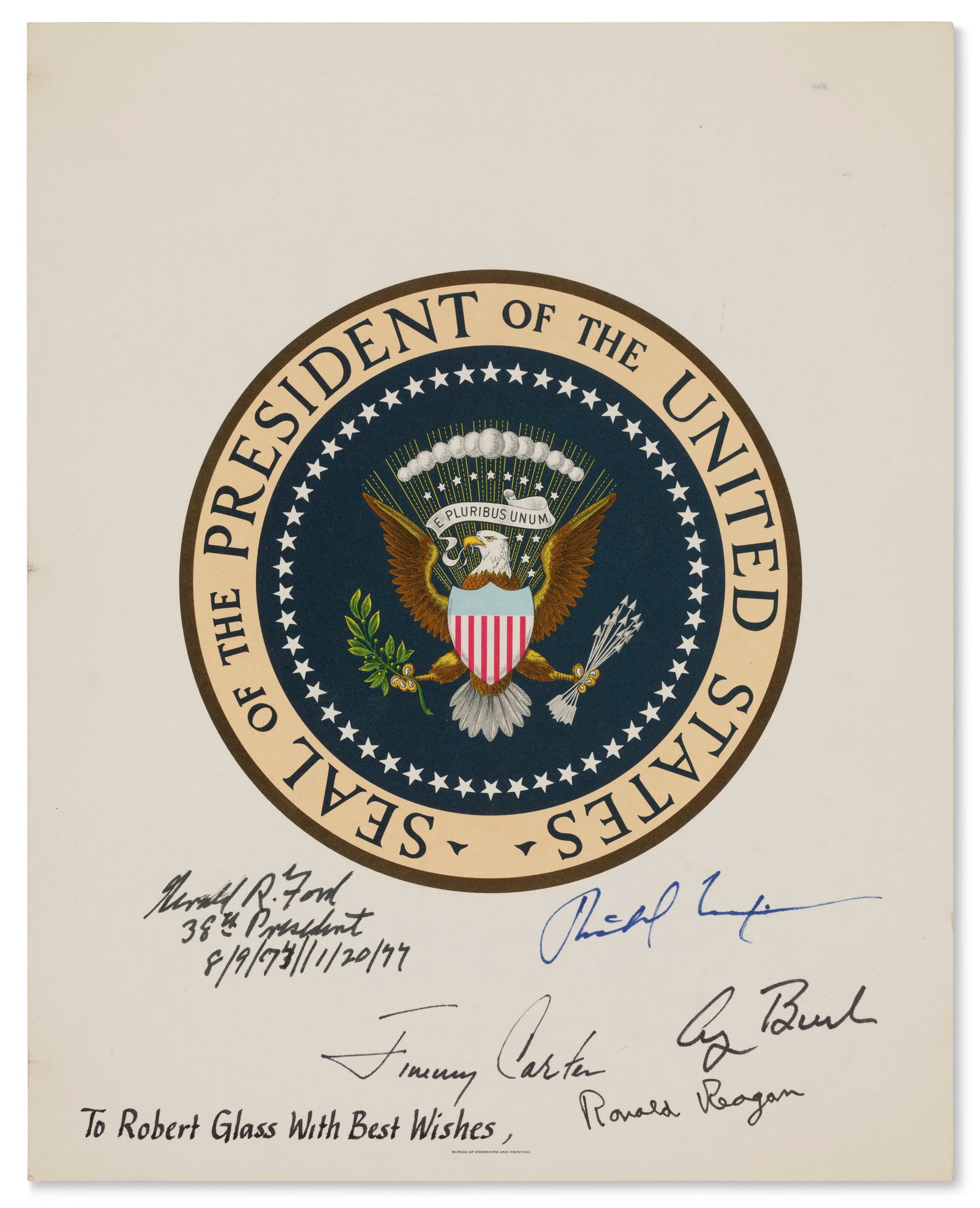 THE SIGNATURES OF FIVE U.S. PRESIDENTS (1 of 1)