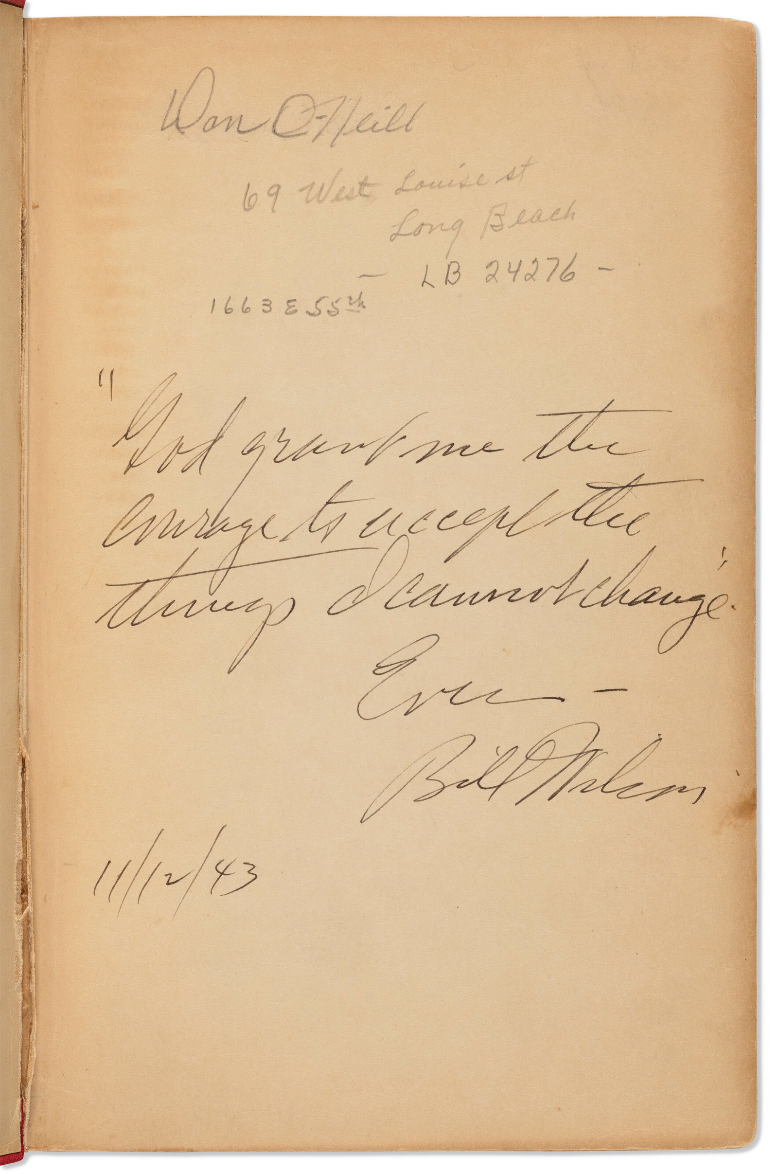 SIGNED FIRST EDITION, FIRST PRINTING, OF ALCOHOLICS ANONYMOUS (1 of 2)