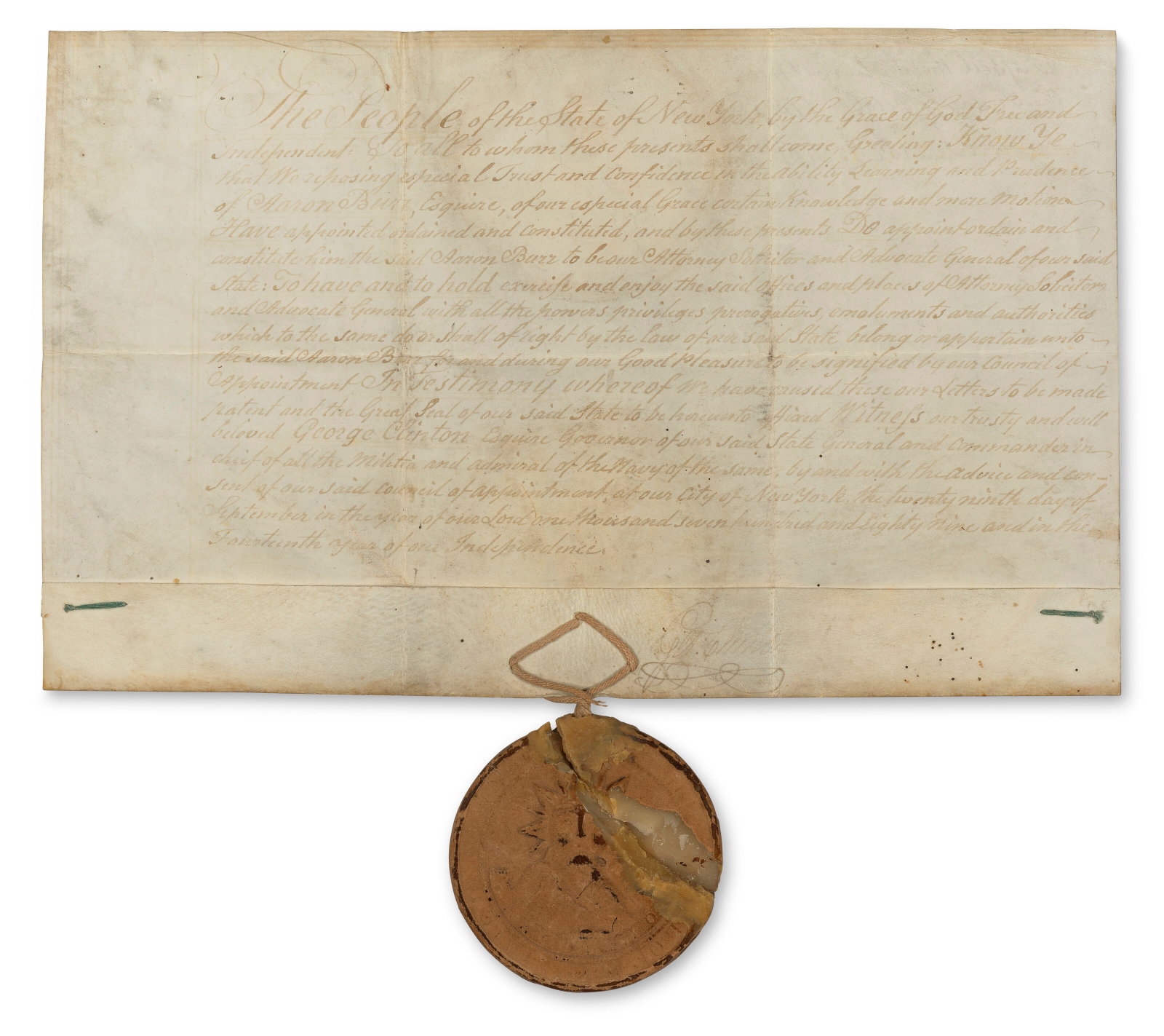 Appointing Aaron Burr as New York Attorney General (1 of 4)