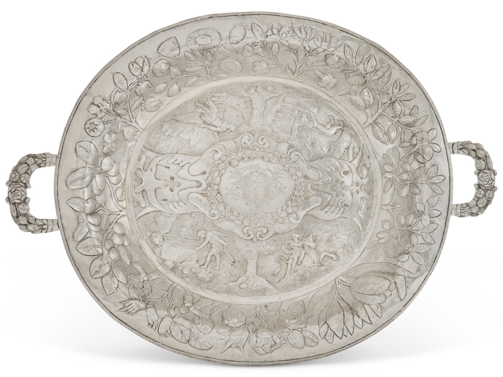 A COMMONWEALTH SILVER LAYETTE BASKET UNMARKED, CIRCA 1657 (1 of 14)