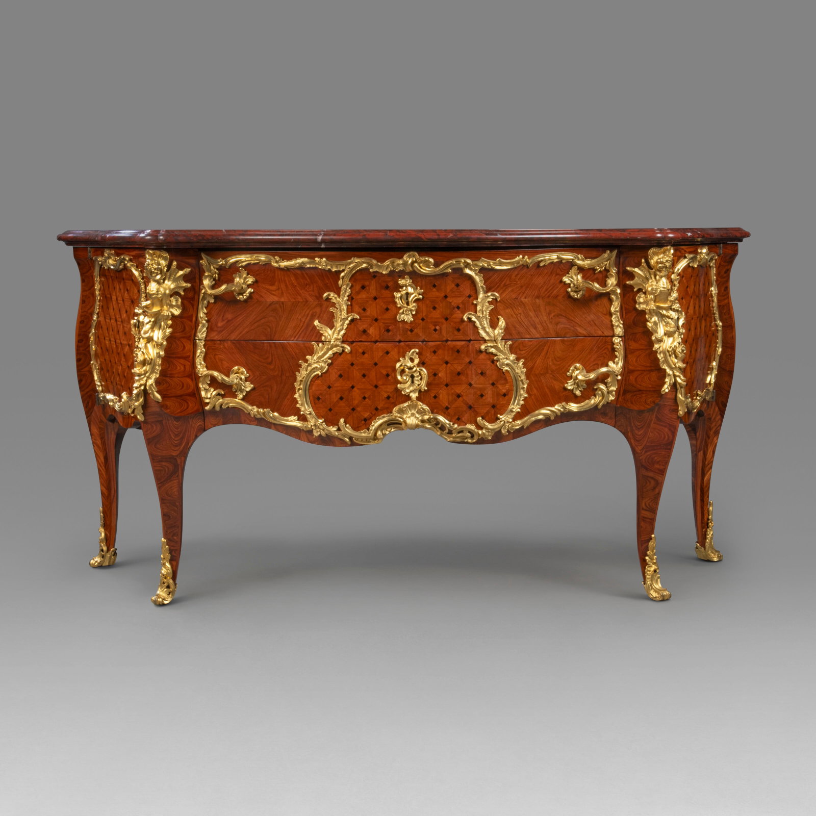A ROYAL LOUIS XV ORMOULU-MOUNTED KINGWOOD AND EBONY COMMODE BY ANTOINE-ROBERT GAUDREAUS, SUPPLIED ON: Details A ROYAL LOUIS XV ORMOULU-MOUNTED KINGWOOD AND EBONY COMMODE BY ANTOINE-ROBERT GAUDREAUS, SUPPLIED ON 14 DECEMBER 1745 TO THE DAUPHIN OF FRANCE, THE MOUNTS OF LATER DATE The shaped moulded roug
