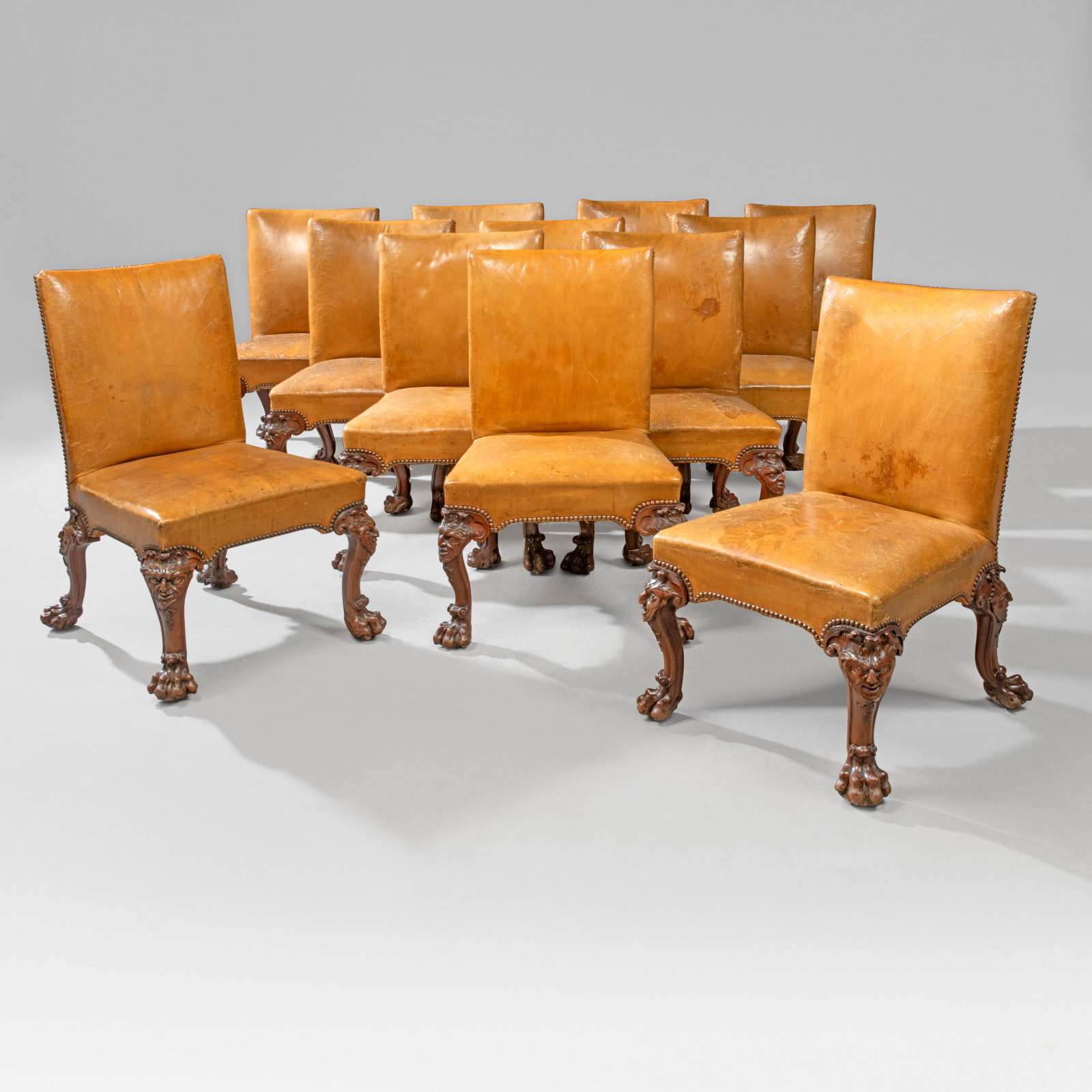 A SET OF TWELVE GEORGE II WALNUT SIDE CHAIRS CIRCA 1740 (1 of 15)