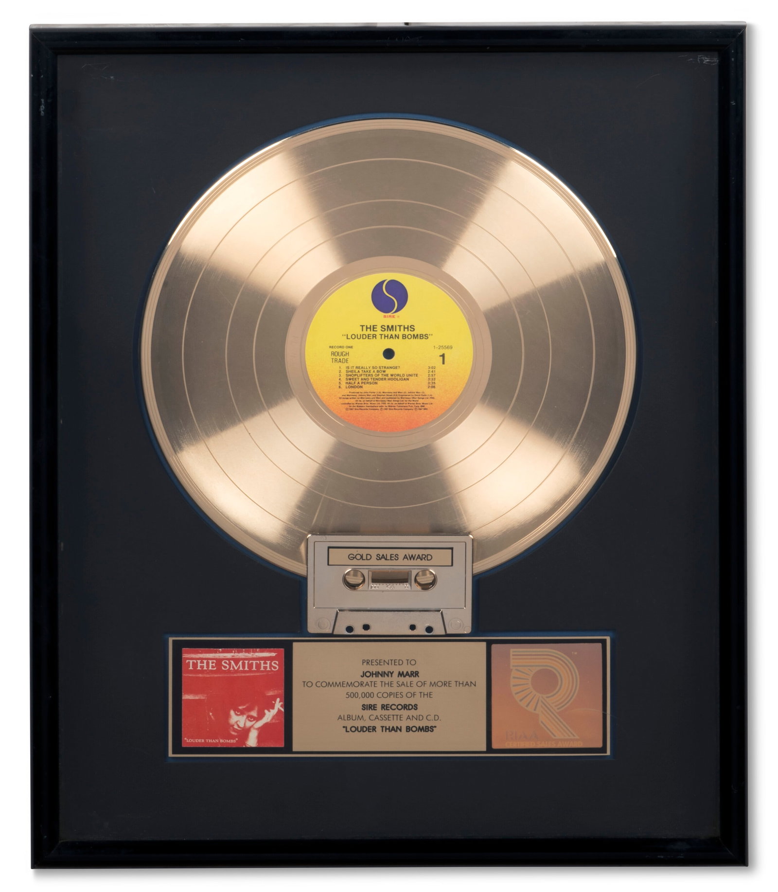 THE SMITHS: AN RIAA SALES AWARD FOR LOUDER THAN BOMBS (1 of 1)