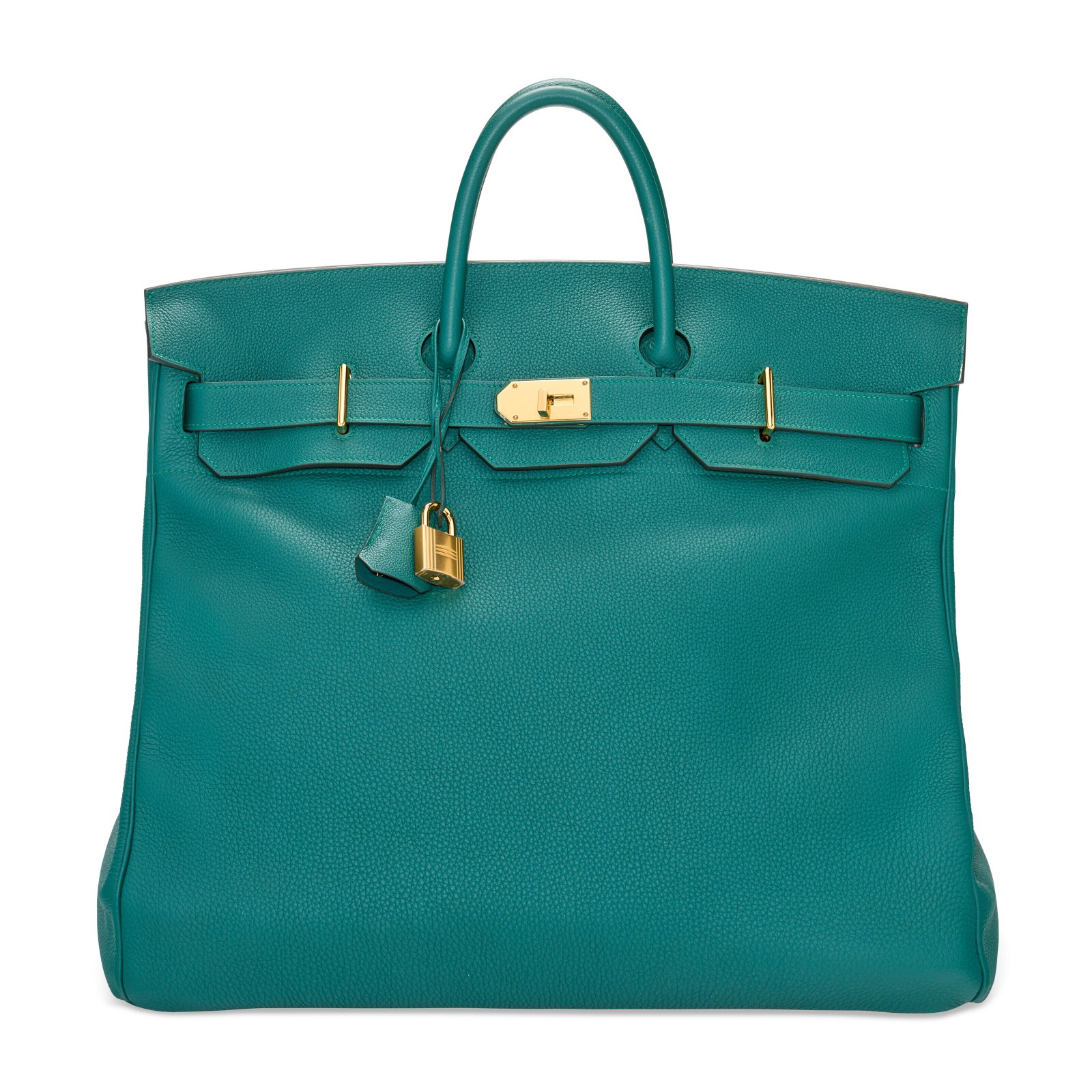 A CUSTOM MALACHITE TOGO LEATHER HAC BIRKIN 50 WITH GOLD HARDWARE HERMÈS, 2022: Details GRADE: 2 50 w x 40 h x 25 d cm Includes lock, two keys, clochette