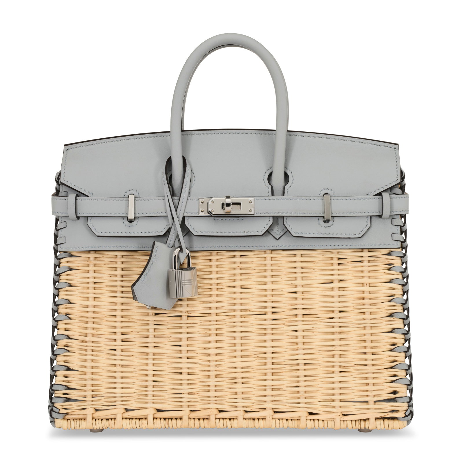 A LIMITED EDITION BLEU GLACIER SWIFT LEATHER & OSIER PICNIC BIRKIN 25 WITH PALLADIUM HARDWARE (1 of 5)