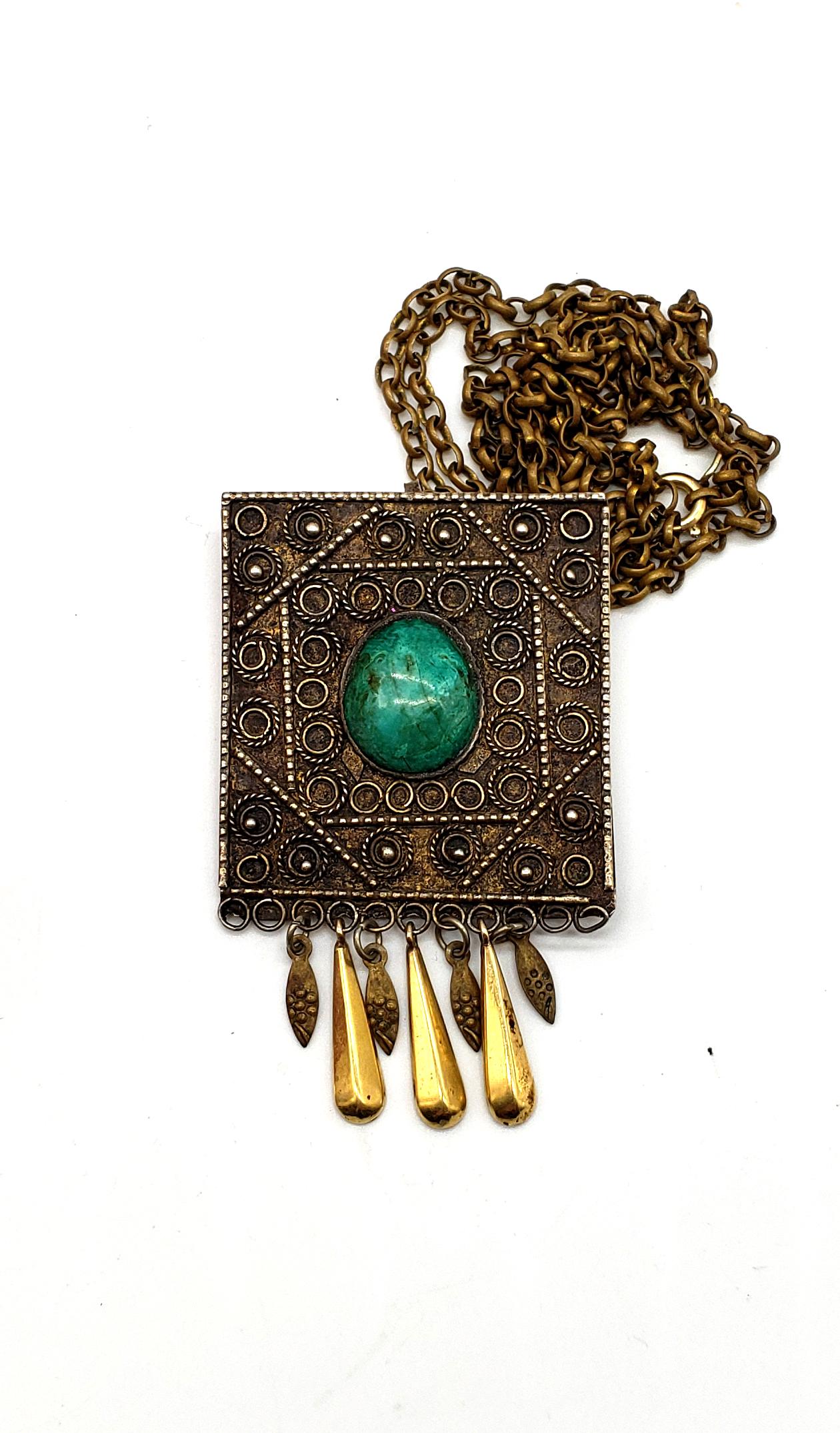 Vintage Sterling Pendant With 18k Hanging Charms! (1 of 3)