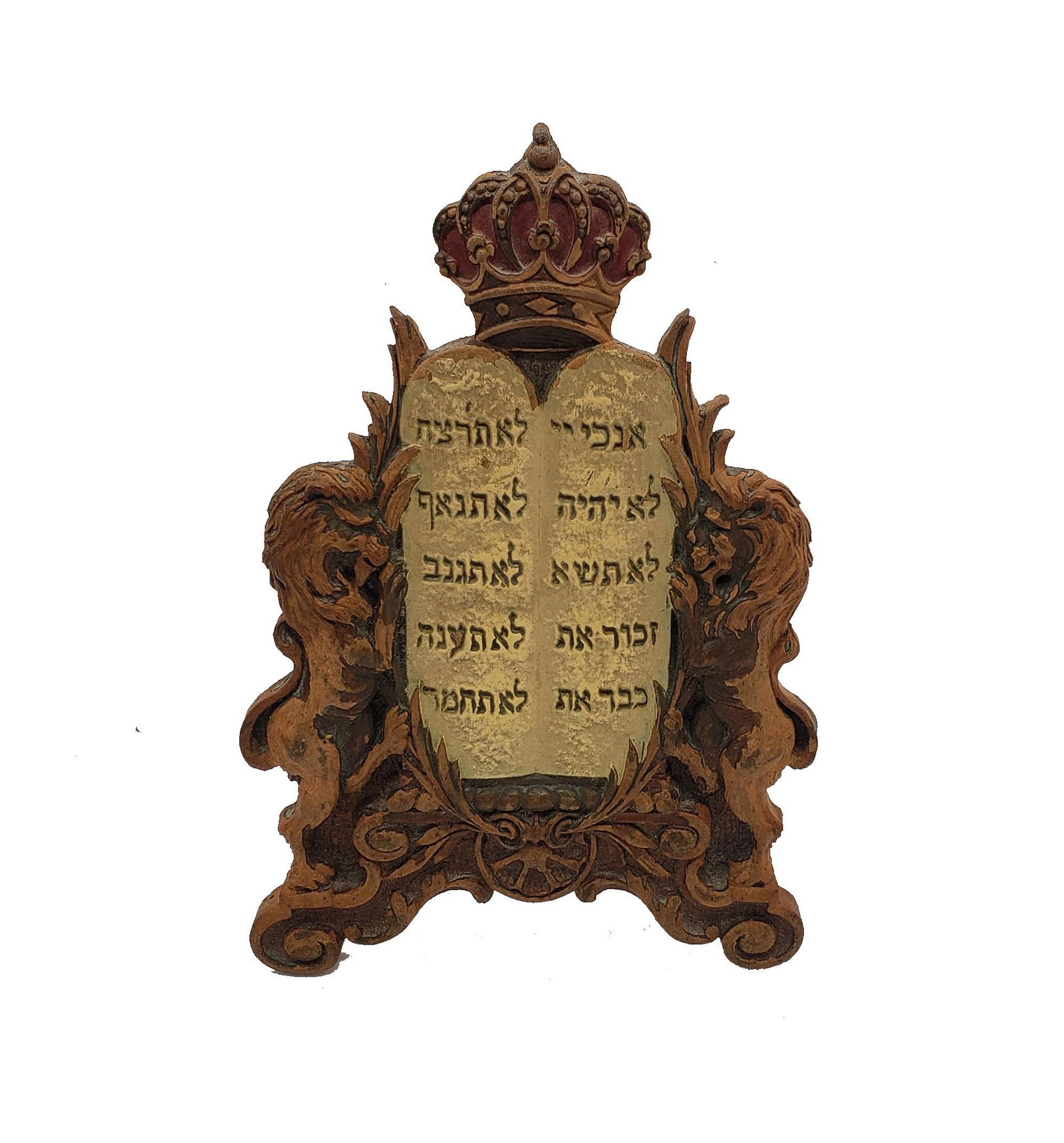 Antique Judaica Hand Carved Ten Commandments Plaque! (1 of 4)