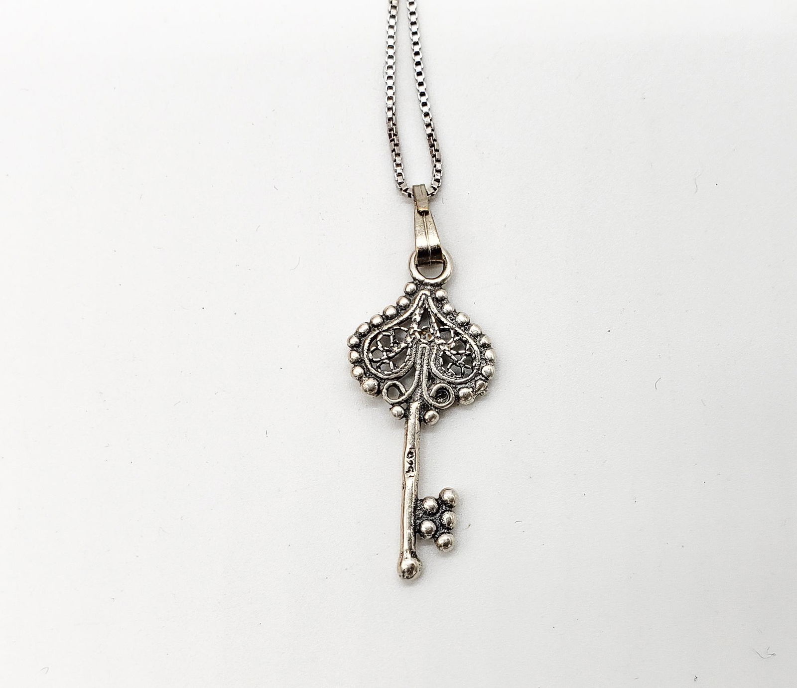 Sterling Necklace With Key Shaped Necklace! (1 of 3)