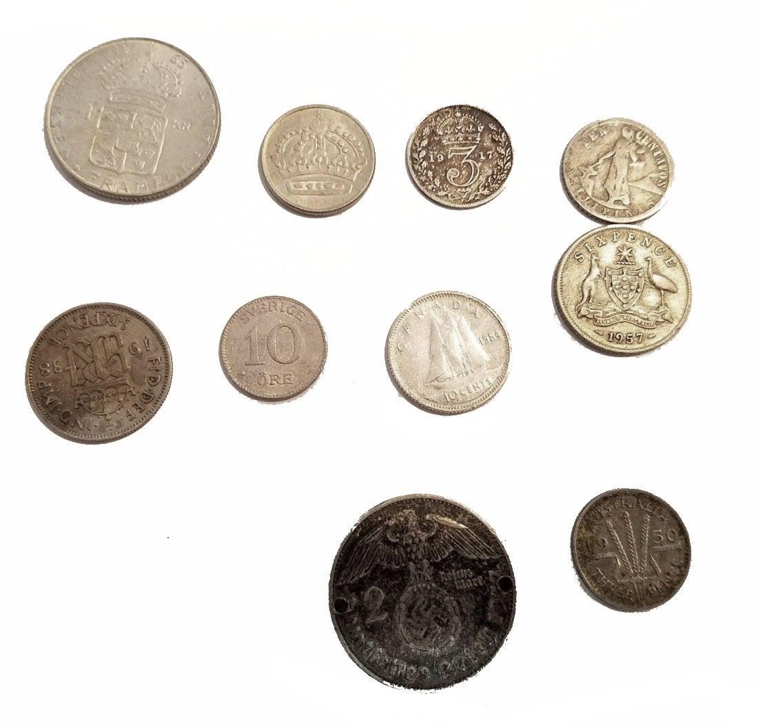 Amazing Lot Of 10 World Silver Coins 1917-1965! (1 of 2)
