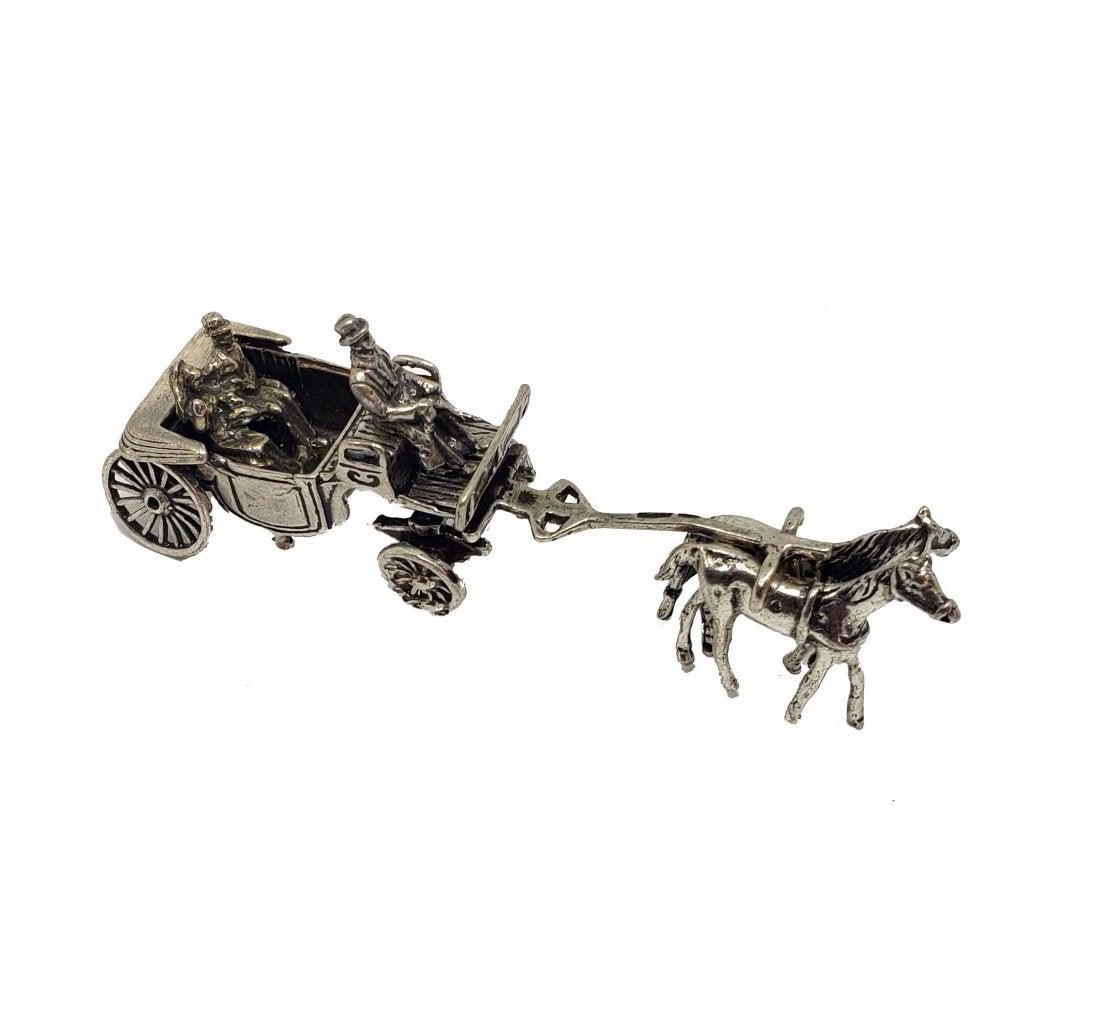 Solid Silver  Horse & Carriage Gig Miniature Figurine! (1 of 4)