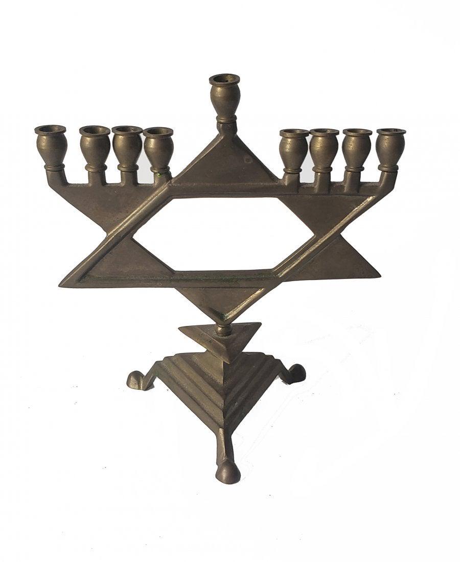 Vintage Brass / Bronze Star Of David Menorah! (1 of 4)