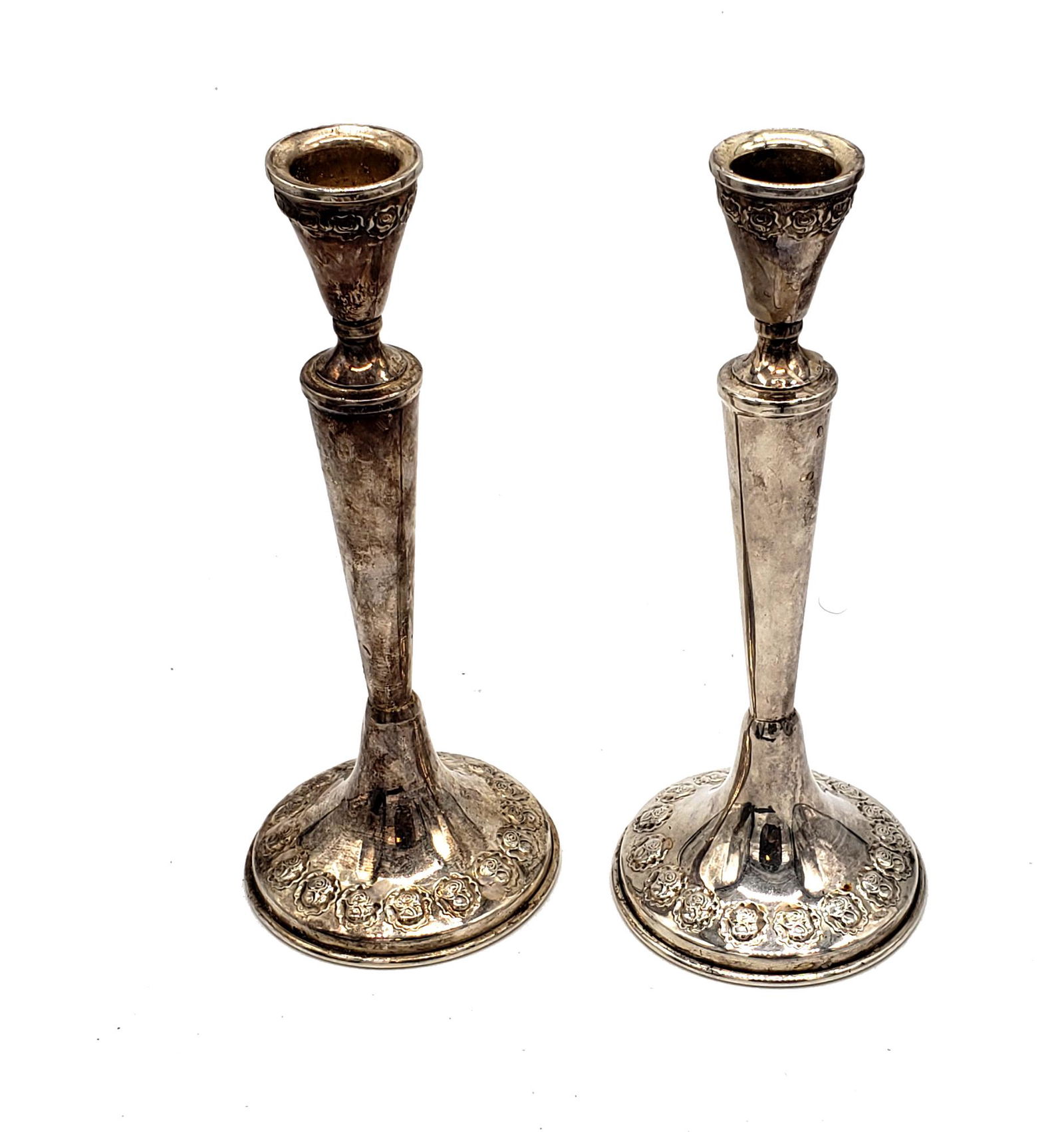 Vintage Pair Sterling Silver Candlesticks 8"! (1 of 4)