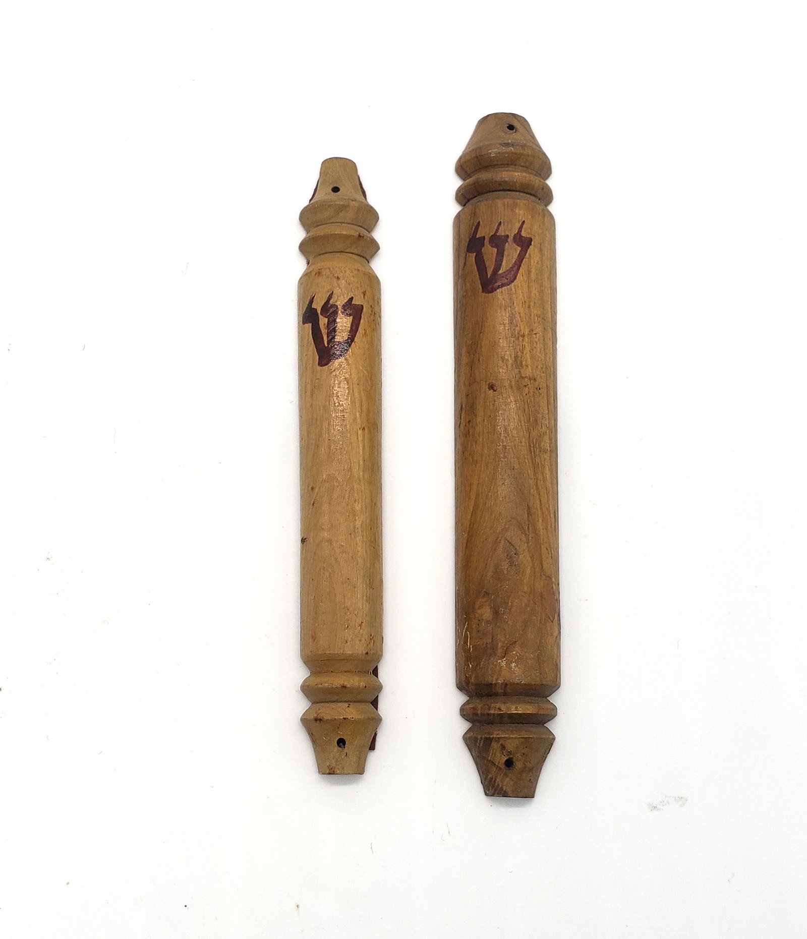 Vintage Two Bezalel Wooden Mezuzahs! (1 of 3)