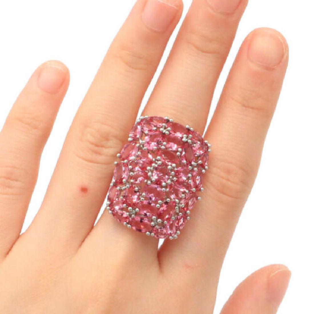 30x24mm Pink Tourmaline Woman's Gift Silver Ring 7.0# (1 of 3)