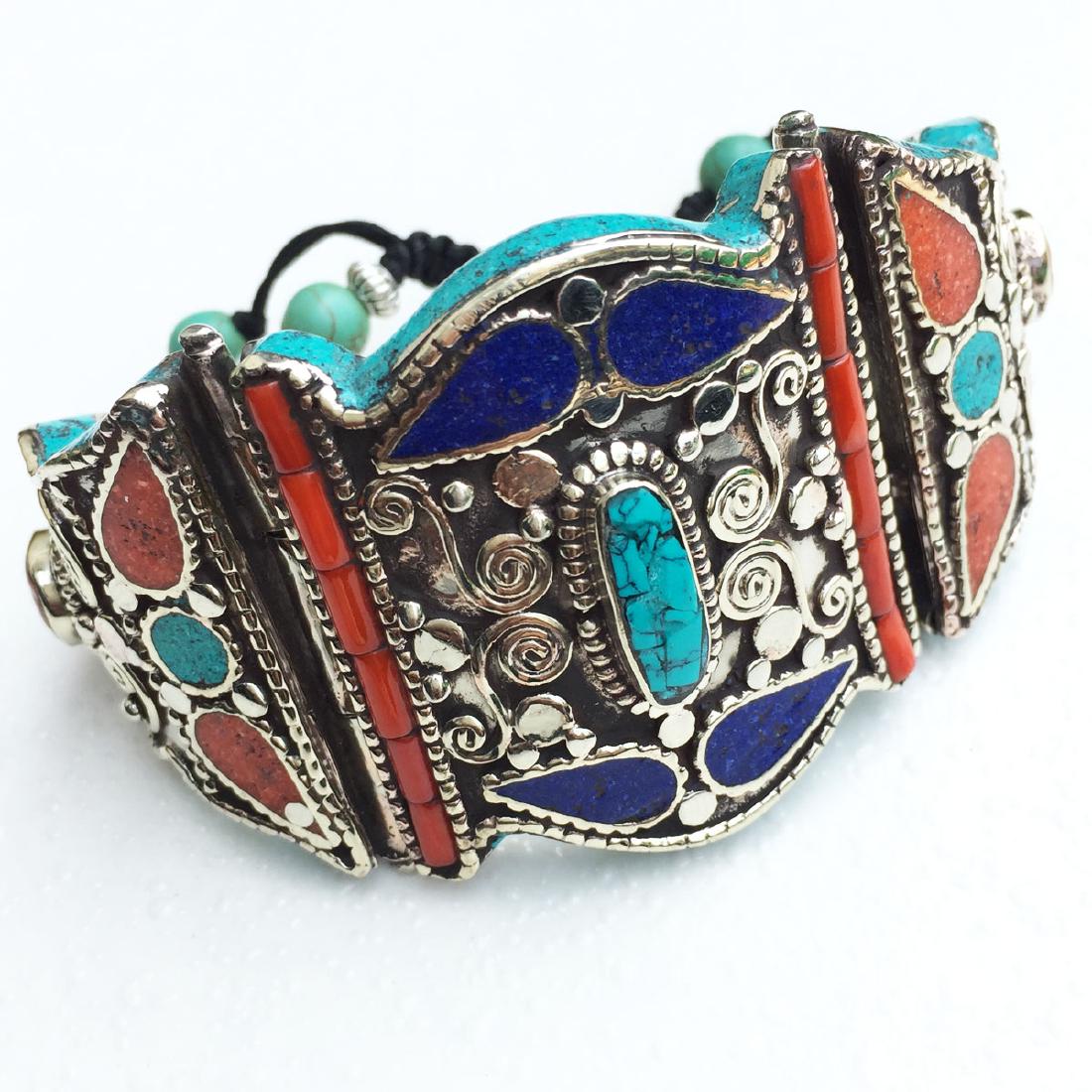 Tibetan Turquoise Unique Handmade Ethnic Bangle (1 of 3)