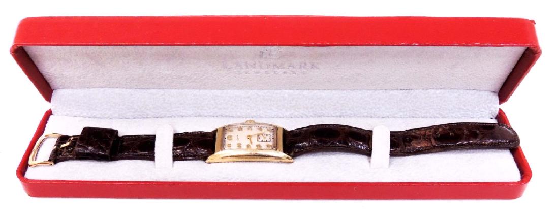 Elgin 10K Gold Fill Wadsowrth Watch With Alligator Band: Elgin 10K Gold Fill Wadsowrth Watch With Alligator Band & 14K Buckle Engraved 1940 Matkey Tissot 8-30-1940 Inscribed With Alligator Band & 14K Buckle Engraved 1940 Matkey Tissot 8-30-1940 Inscribed