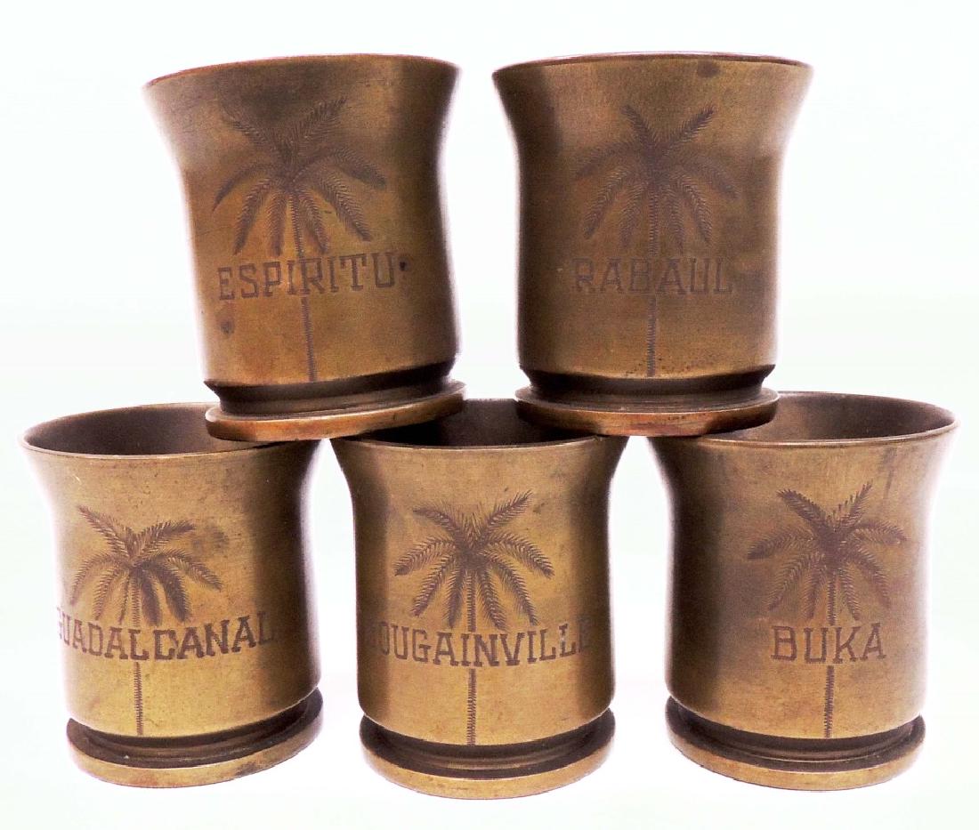 Trench Art - Set of 5 Cups From Artillery Shells: Trench Art - Set of 5 Cups From Artillery Shells - Rabaul, Buka, Bougainville, Espiritu, Guadalcanal
