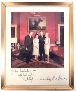 Signed Photo - President and First Lady Johnson: From Estate of Congressman Dan Rostenkowski. 10" x 12"