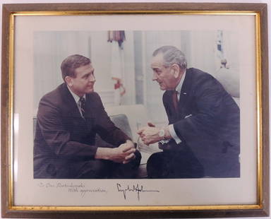 Signed Photo - President Johnson: Likely auto pen. From Estate of Congressman Dan Rostenkowski. 15" x 12".