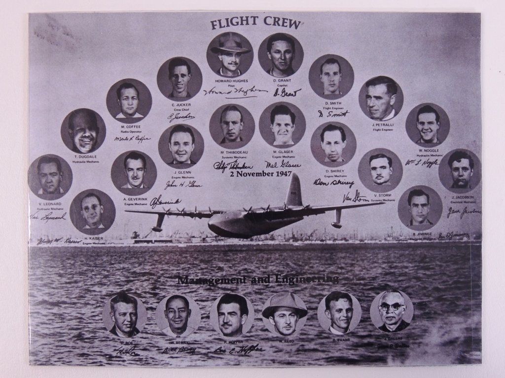 Howard Hughes Rare Photo Lot, 4 Photographs: Original Photos from Privately-Held NegativesFlight Crew11-2-47 Hercules on WaterHughes inspecting the Hercules' TailHughes Aboard the Spruce Goose
