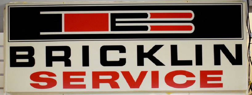 Bricklin Service Sign - Plexiglass Bricklin Car Corp.,: Bricklin Car Corp., 48 x 20" Local Pick Up or 3rd Party pick up Shipper Only