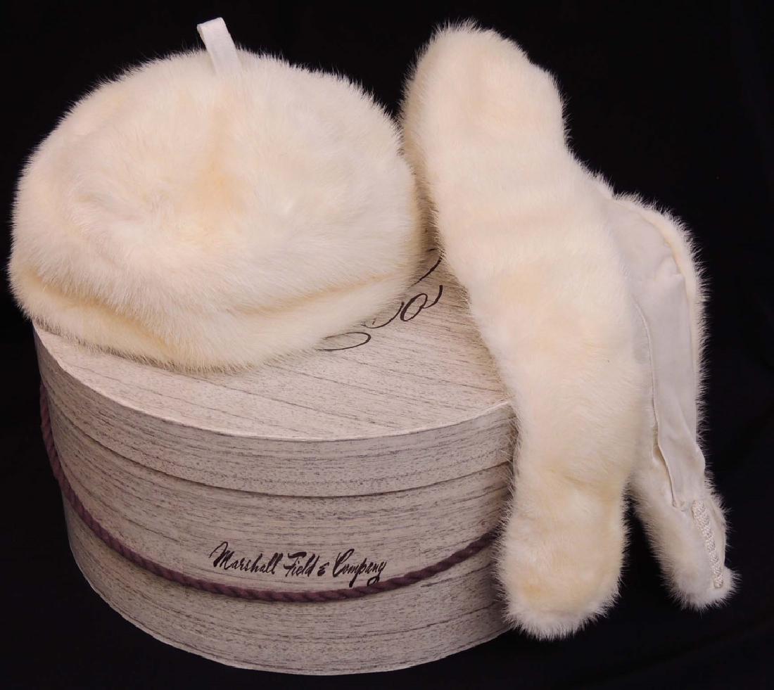 Marshall Fields White Fur Hat & Stole w/ Box Vintage,: Vintage, Unknown what fur