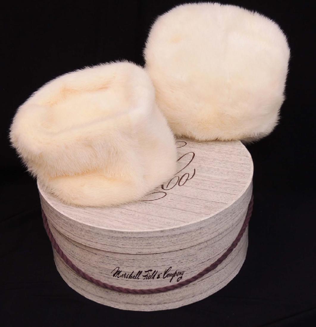 Marshall Fields White Fur Hat & Muff w/ Box Vintage,: Vintage, Unknown what fur.