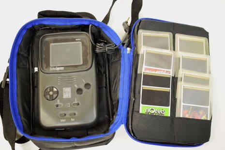 NEC Turbo Express, Turbo Grafx 16: In Pro Pouch with 16 gamesGames: Bonk's Revenge, Neutopia II, Spokman, Hit the Ice, Vigilante, Samurai Ghost, Bonk's Adventure, Final Lap Twin, Davis Cup Tennis, Ghost Manor, Keith Courage in Alpha Zo