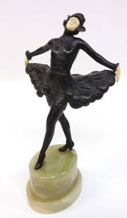 Dancer Statue w/ Carved Face & Hands c. 1920s Right: c. 1920s Right pinky is chipped