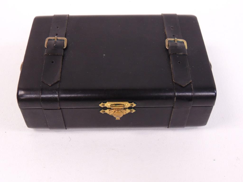 Cigarette Box - Leather and Wood: England, Made for Bloomingdales. 5.5" x 3.75" x 1.75"