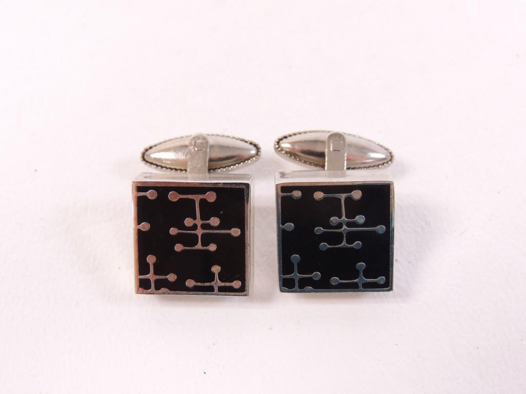 Sterling Silver Cufflinks by Charles & Ray Eames: dots - Black by Eames