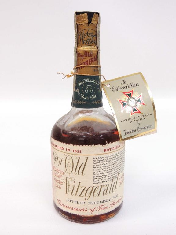 Very Old Fitzgerald - Stitzel-Weller, box, 1/2 Pint: Very Old Fitzgerald in Box 1/2 Pint, 8 year old, 100 proof, 1951-1959. Sealed. Made for Joe Haberzetle