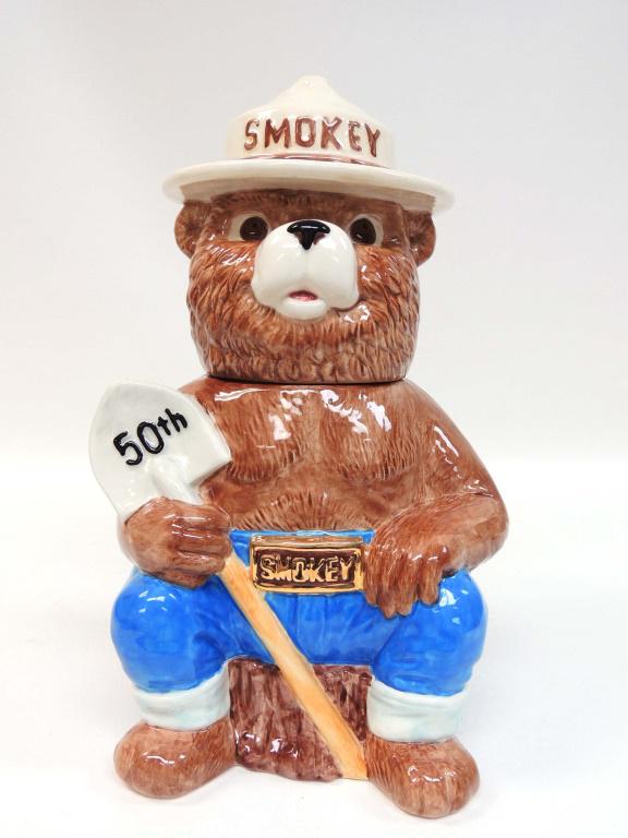 Smokey The Bear Cookie Jar: #35/250. 50th Anniversary. Cookie Jarrin 1994. With the original shipping carton.