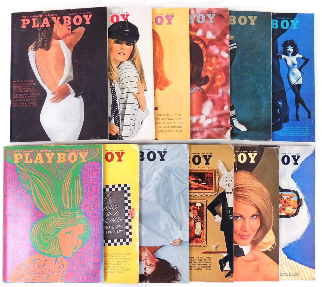 1967 - 1969 Playboy Magazines (36): Complete 1967, 1968 and 1969 Sets.