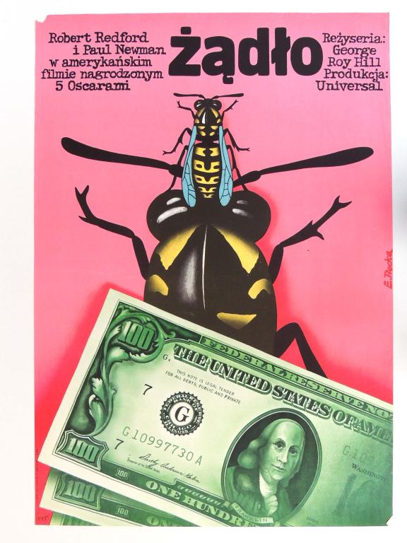Movie - "The Sting" - Polish Zadlo Film Poster: Polish poster for "The Sting" Movie. George Roy Hill Director, Robert Redford, Paul Newman, Marvin Hamlisch, Scott Joplin. Damaged. 22.5" x 32.5"