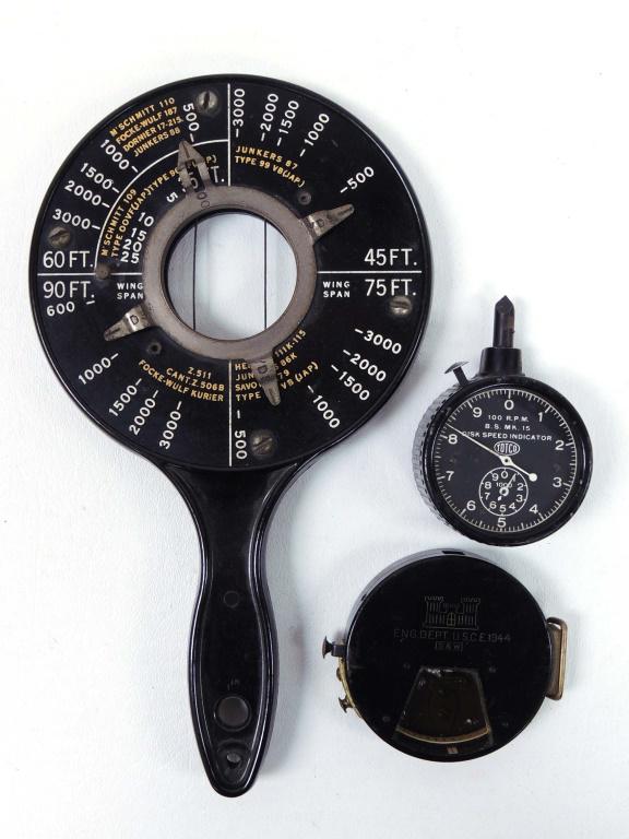 Range Finder - Plane Spotter - A.C. Gilbert: Rangefinder - For identifying and spotting Allied and Enemy Aircraft. Complete and Functional. U.S. Army Air Force Disk Speed Indicator. Estimated time of sale: 6:45pm CST.