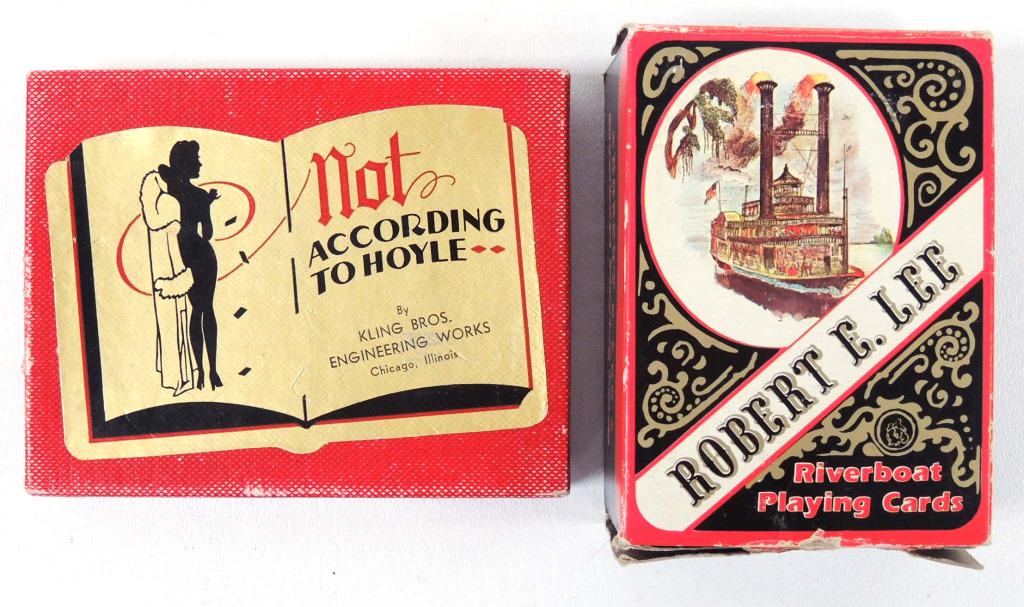 Vintage Playing Cards - 2 decks: Vintage Not According to Hoyle (Vargas style pinups) Robert E. Lee Riverboat Playing Cards. Estimated time of Sale: 8:15pm, CST
