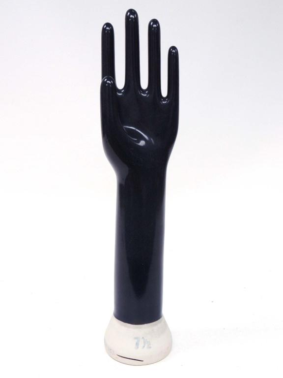Blue Porcelain Glove Form - Left Hand: #7 1/2, S-175. General PorcelainTrenton, NJ. Feb 13, 19__ (83/88?)