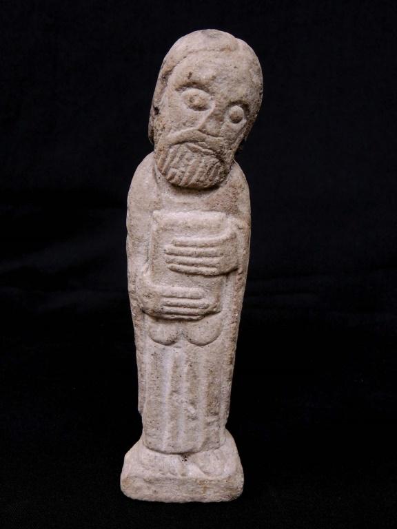 French Romanesque Limestone Stauette: Repaired Shoulder, 7.75" .......... ** ESTIMATED TIME OF SALE **: 6:52 pm CST.