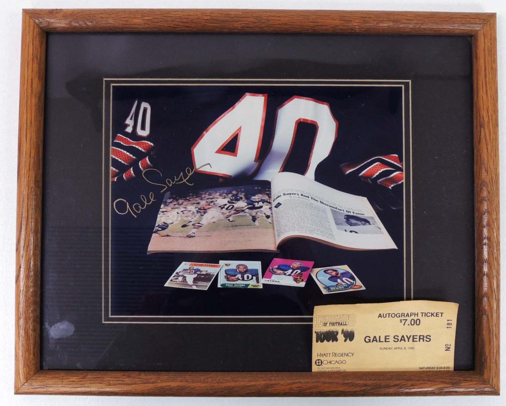 Gale Sayers Signed Photo w/ Autograph Ticket: 4/8/1990