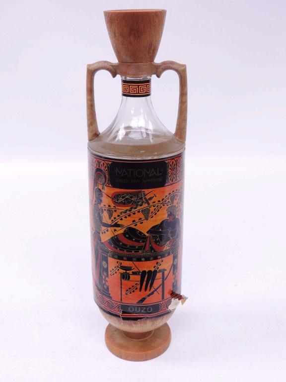 Ouzo Ancient Greek Design Bottle: National Greek Dry Apperitif. If you need shipping, please talk to Ian prior to bidding.