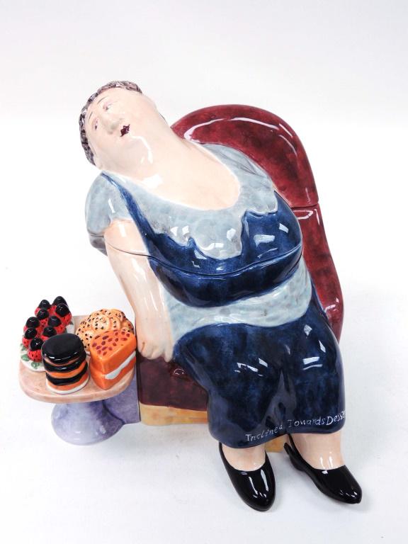 Cookie Jar: Erika Oller “Inclined Towards Dessert Cookie Jar, 10 x 10.5 x 9.5”
