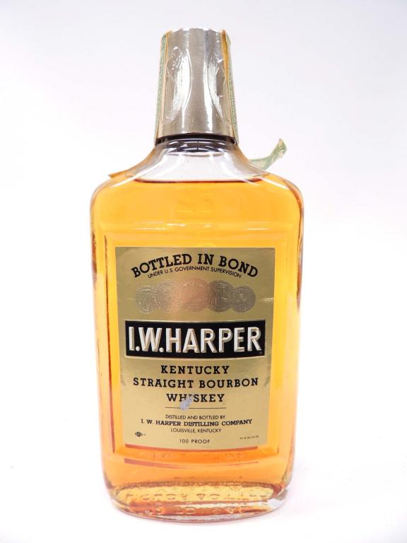 I.W. Harper Bottled In Bond, 100 Proof 1/2 Pint: I.W. Harper Bottled In Bond, 100 Proof 1/2 Pint, 1967/72. **If you will need bottles shipped, please speak with Ian before bidding**