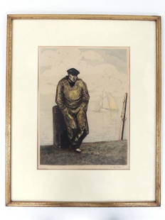 2 Etchings by Pierre De Belay (1890 - 1947): 20.25" x 25.5" & 20.4" x 25.5" Local Pick up or Third Party Ship only.