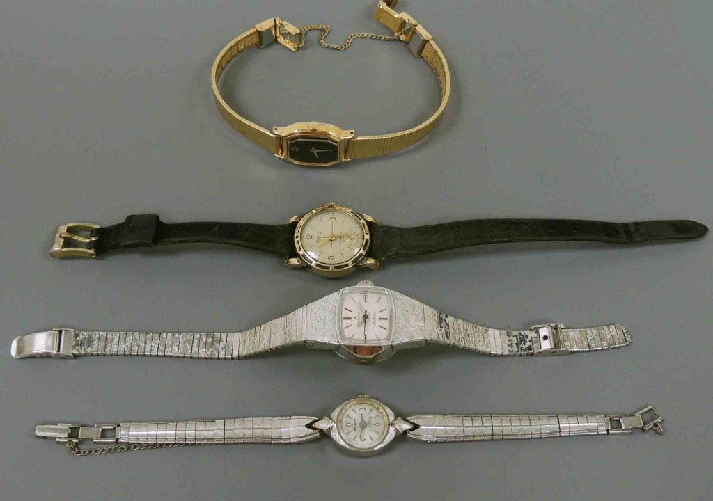 4 Ladies' Watches: Marc Nicolet, Hamilton 10k r.g., Geneva-Orloff, Seiko