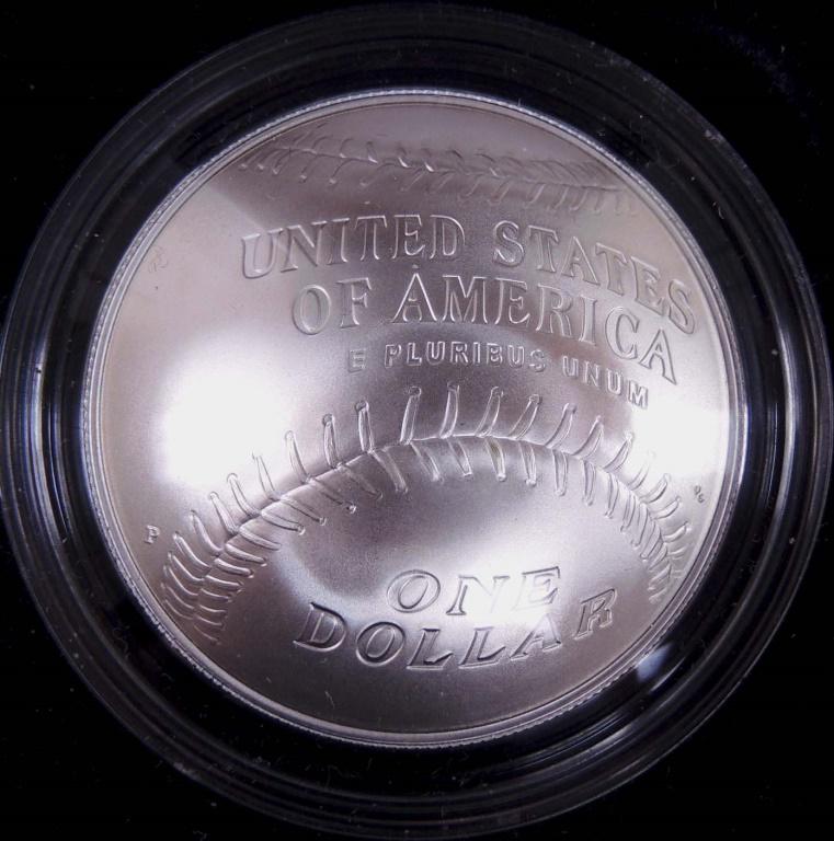 2014 Baseball Silver Dollar: Concave / Convex Coin in the case.